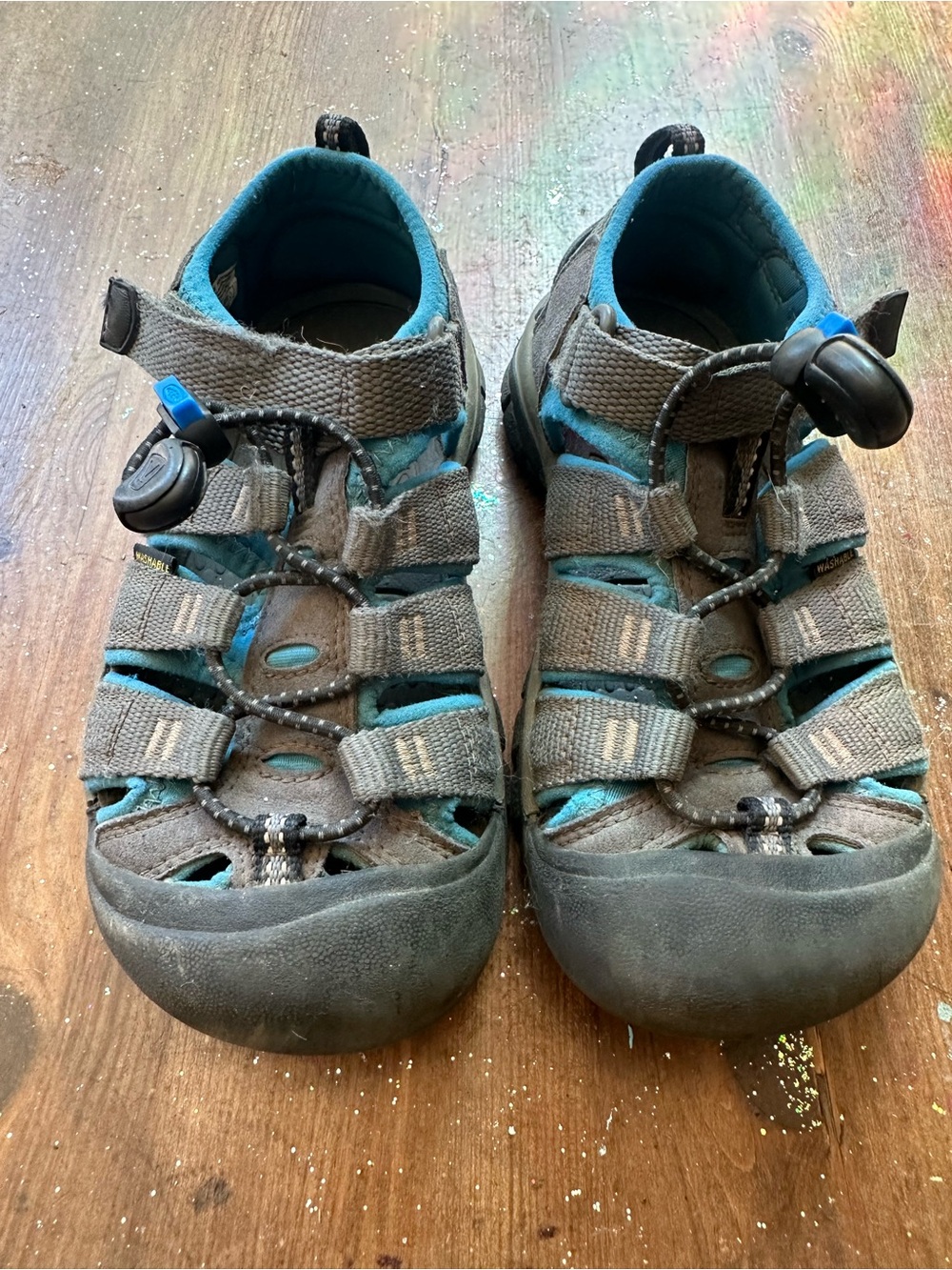 Keen Kids Gray and Teal Closed-Toe Sandals